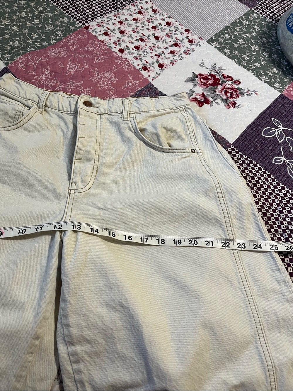 We The Free Good Luck Mid-Rise Barrel Wide-Leg Cream Jeans Women’s Size 30 - Picture 11 of 11